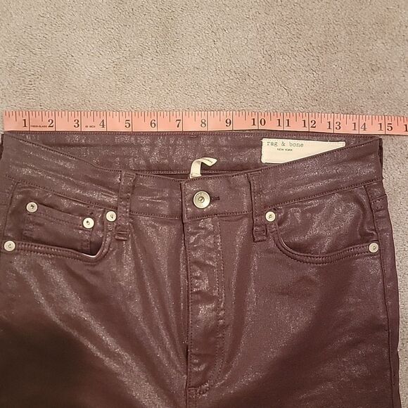 rag & bone Casey High Rise Flare Coated Denim Jeans Maroon Color Sz 29 - Picture 5 of 14